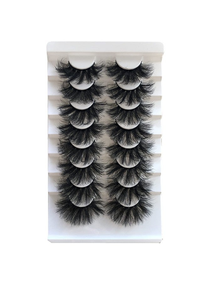 False Eyelashes 20Mm Fluffy Lashes Dramatic 3D Faux Mink Lashes Wispy Eyelashes Long Thick Volume 8 Pairs Soft Handmade Strip Eye Lashes Pack