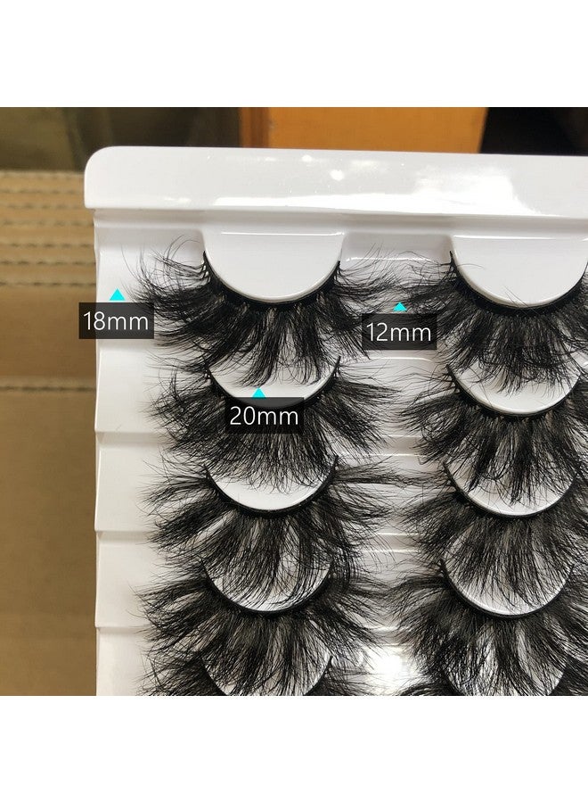 False Eyelashes 20Mm Fluffy Lashes Dramatic 3D Faux Mink Lashes Wispy Eyelashes Long Thick Volume 8 Pairs Soft Handmade Strip Eye Lashes Pack