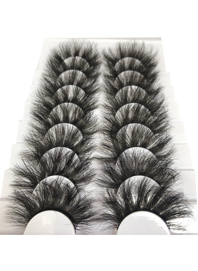 False Eyelashes 20Mm Fluffy Lashes Dramatic 3D Faux Mink Lashes Wispy Eyelashes Long Thick Volume 8 Pairs Soft Handmade Strip Eye Lashes Pack