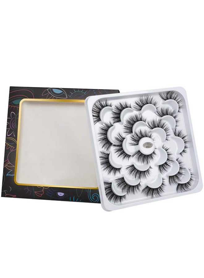 Lashes Mink Eyelashes False Eyelashes 10 Pairs 6D Faux Mink Lashes Pack Eye Lashes Cat Eye Lashes Fluffy Eyelashes Fake Lashes Reusable False Eyelashes Wispy 15Mm