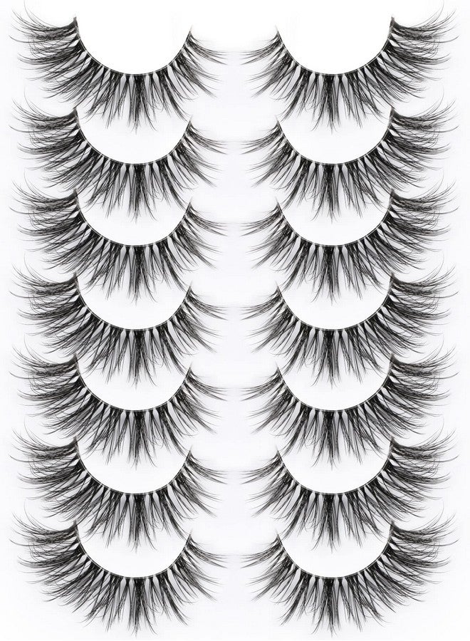 False Eyelashes With Clear Band Faux Mink Lashes Natural Look Fluffy Wispy Fake Lashes Pack By Kiromiro 7 Pairs