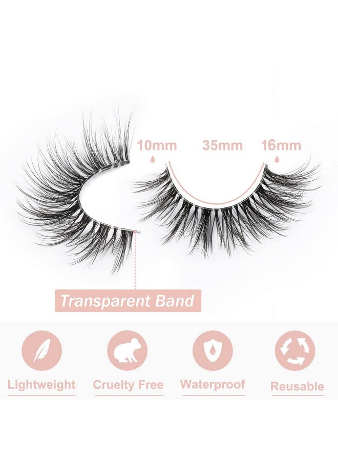 False Eyelashes With Clear Band Faux Mink Lashes Natural Look Fluffy Wispy Fake Lashes Pack By Kiromiro 7 Pairs