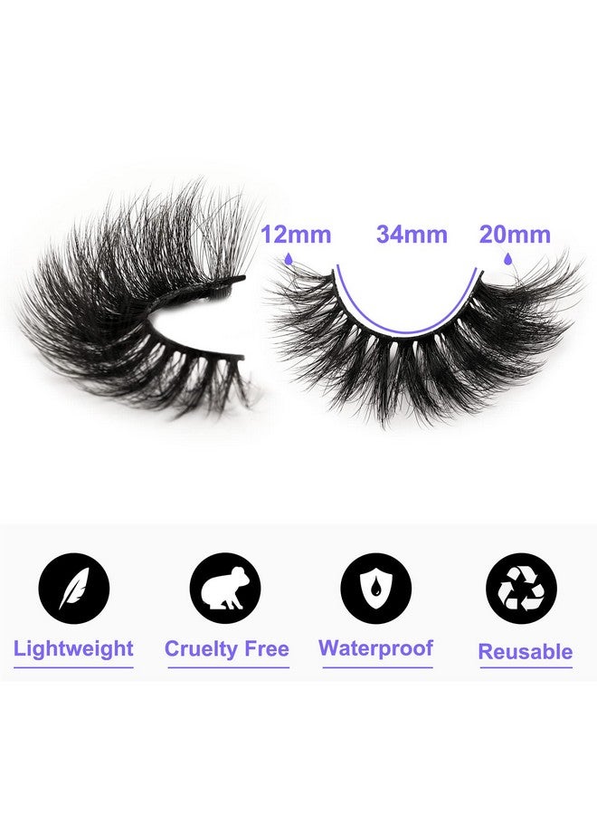 Mink Lashes 20Mm Fluffy False Eyelashes Thick Volume Dramatic Cat Eye Lashes 7 Pairs Long Strip Wispy Lashes Pack