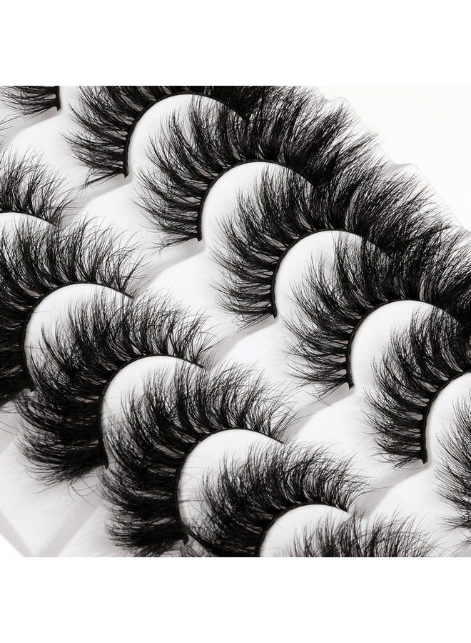 Mink Lashes 20Mm Fluffy False Eyelashes Thick Volume Dramatic Cat Eye Lashes 7 Pairs Long Strip Wispy Lashes Pack