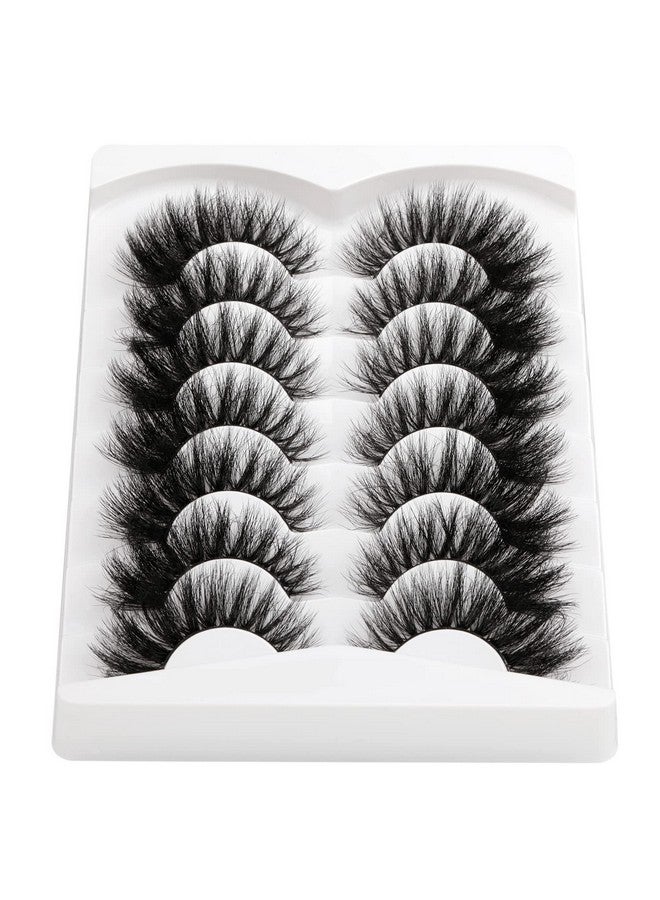 Mink Lashes 20Mm Fluffy False Eyelashes Thick Volume Dramatic Cat Eye Lashes 7 Pairs Long Strip Wispy Lashes Pack