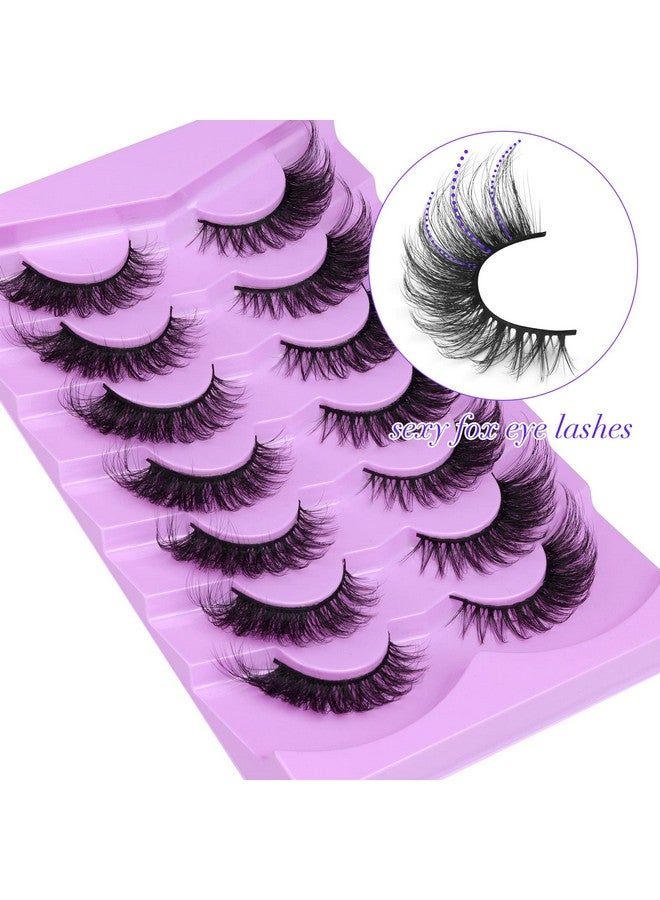 Eyelashes Fox Eye Lashes Mink Faux Fluffy Natural False Eyelashes Wispy Cat Eye Lashes Pack Fake Eyelashes 7 Pairs