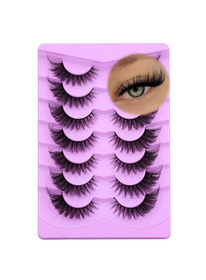 Eyelashes Fox Eye Lashes Mink Faux Fluffy Natural False Eyelashes Wispy Cat Eye Lashes Pack Fake Eyelashes 7 Pairs