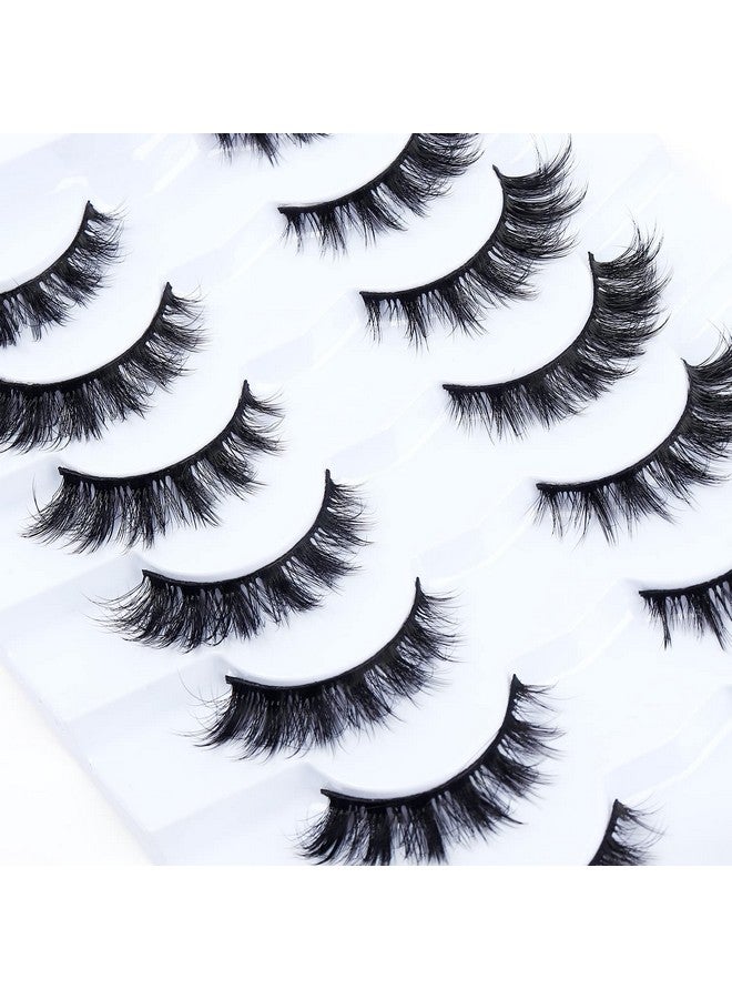 Lashes Short Cat Eye Lashes 13Mm Fluffy False Eyelashes Wispy 7 Pairs 3D Faux Mink Lashes Sf86