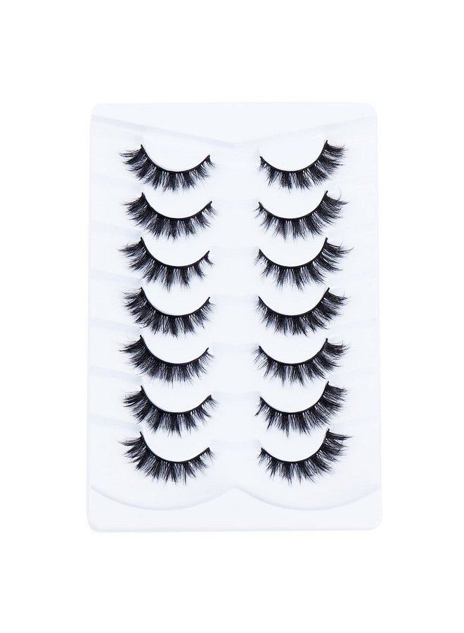 Lashes Short Cat Eye Lashes 13Mm Fluffy False Eyelashes Wispy 7 Pairs 3D Faux Mink Lashes Sf86