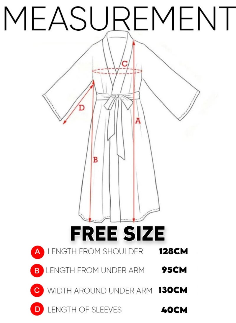 Terry Pattern Unisex Dressing Bathrobe Free Size Hotel And Spa