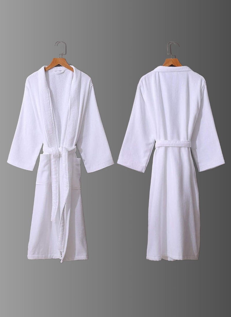 Terry Pattern Unisex Dressing Bathrobe Free Size Hotel And Spa