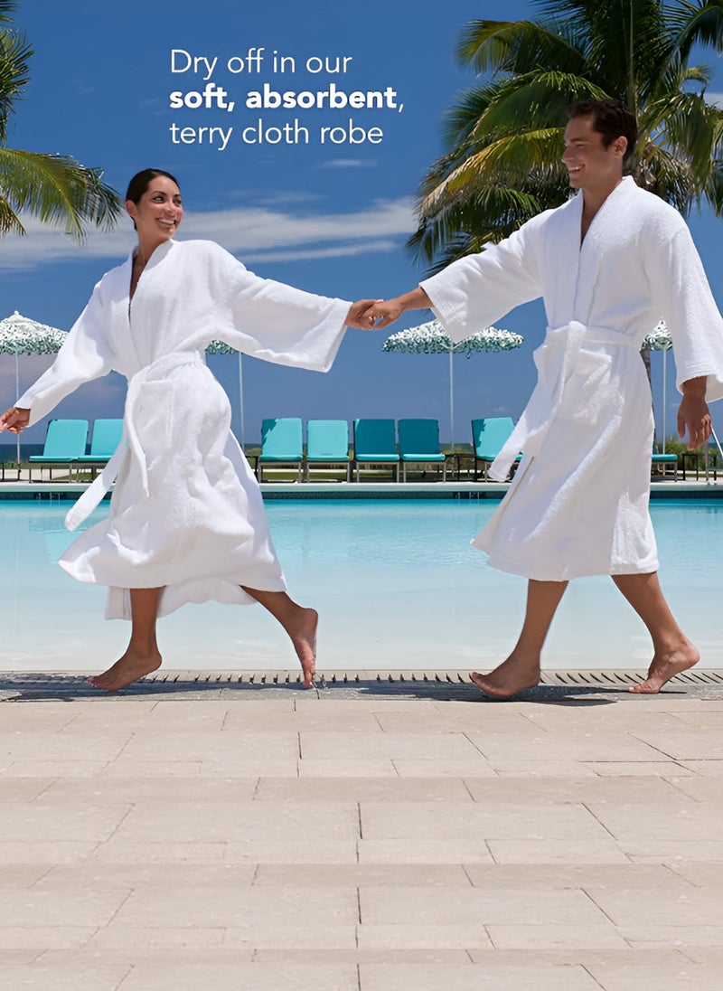 Terry Pattern Unisex Dressing Bathrobe Free Size Hotel And Spa