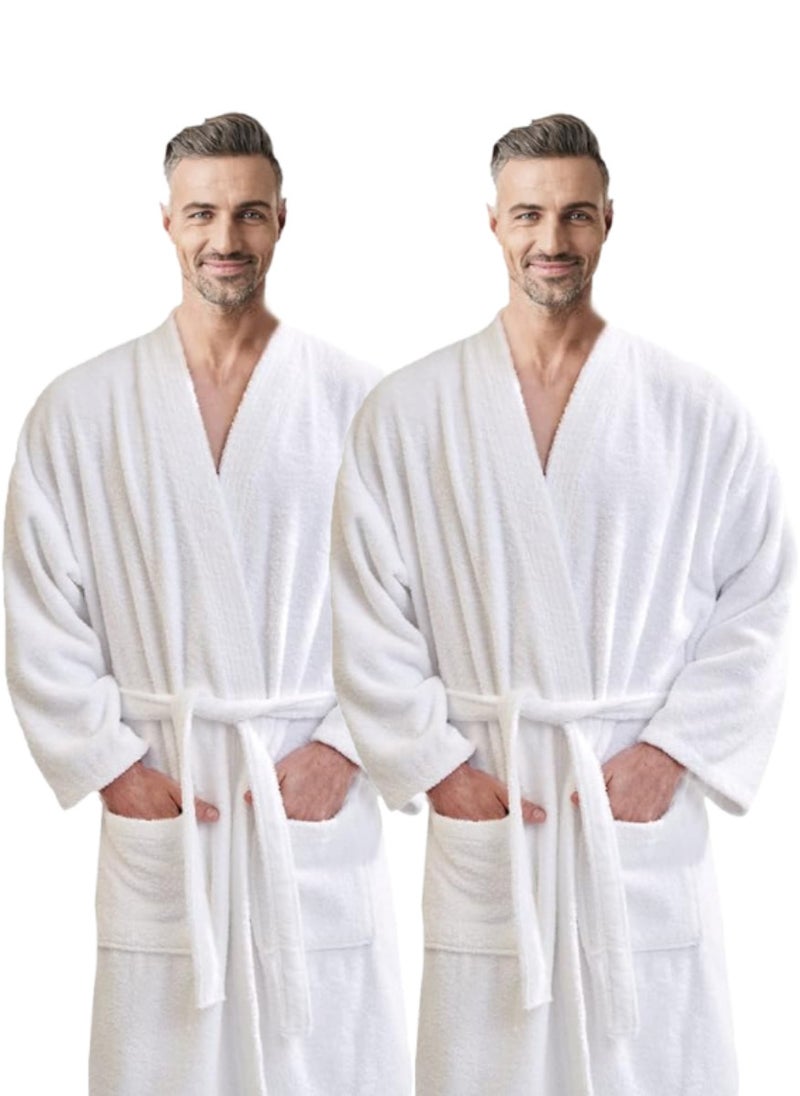 2 Pieces Terry Weave Cotton Bathrobe Free Size