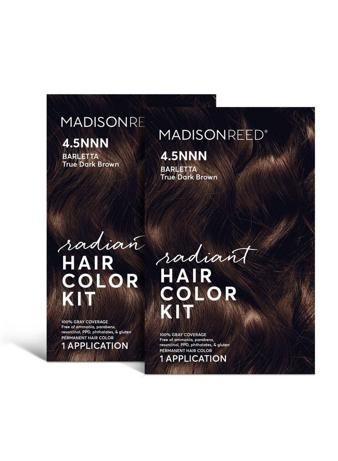 Radiant Hair Color Kit Dark Brown For 100% Coverage Of Resistant Gray Hair Ammoniafree 4.5Nnn Barletta Brown Permanent Hair Dye Pack Of 2