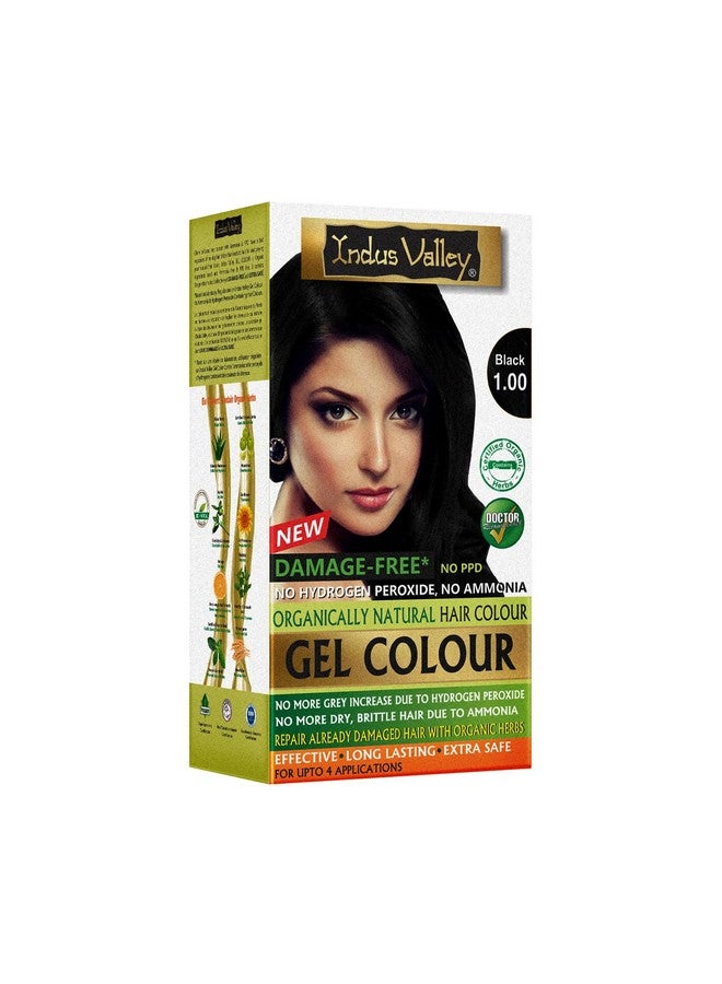 Natural Organic Damage Free Gel Hair Color Ammonia Free Vegan & Cruelty Free Up To 100% Gray Coverage Long Lasting Results Black 1.0 (20Gram+200Ml)