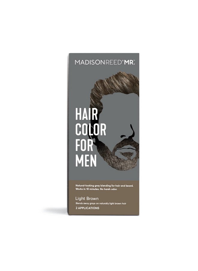 Mr. Hair Color For Men Light Brown Demipermanent Hair Dye Reduces Grays In 15 Minutes For Hair & Beard Nourishing & Strengthening Keratin & Argan Oil 2 Applications