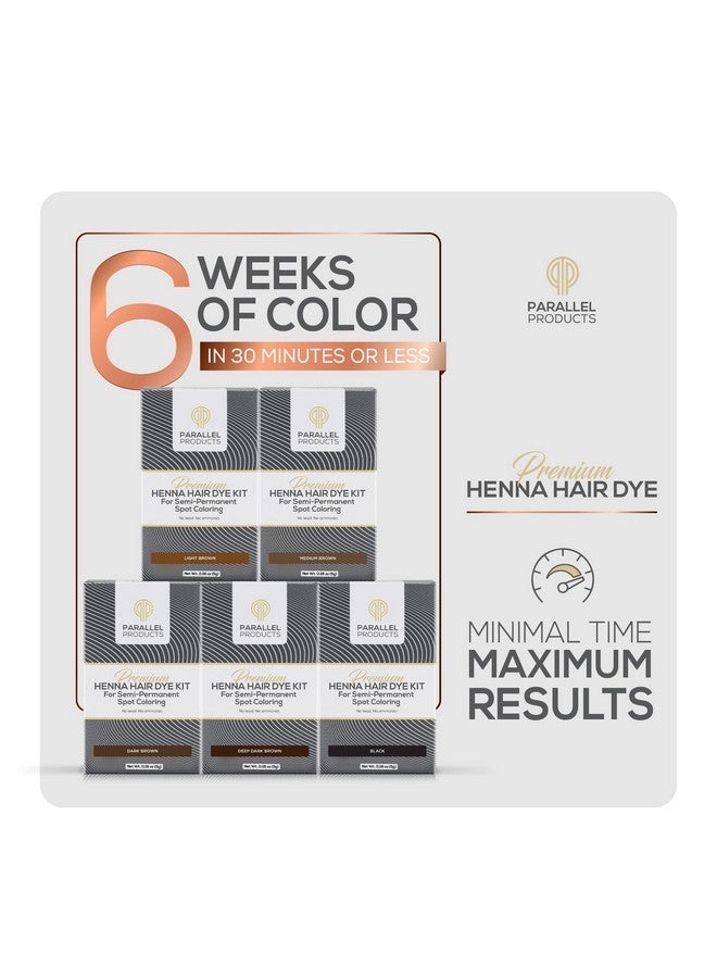 Spot Color Henna Kit Henna Hair Dye 5 Grams Tint For Professional Spot Coloring With Nourishing Oil Mixing Dish And Application Brush Root Touch Up (Dark Brown)