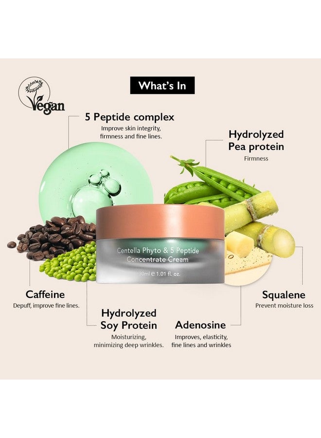 Wonder Centella Phyto & 5 Peptide Concentrate Cream Daily & Night Cream Nourishing Wrinkles Improvement For All Skin Types Vegan Crueltyfree 1.01 Fl. Oz