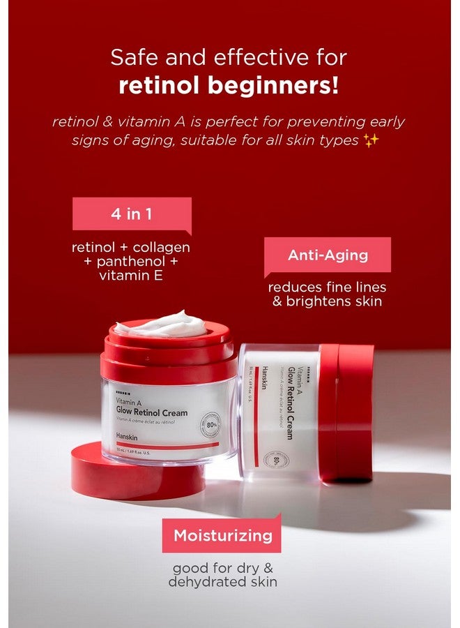 Retinol Facial Cream Repair Fine Lines & Wrinkle Anti Aging Moisturizing Cream For Smoothing Firming Revitalizing Radiant Glow Skin Korean Skincare 50Ml/1.69 Fl Oz