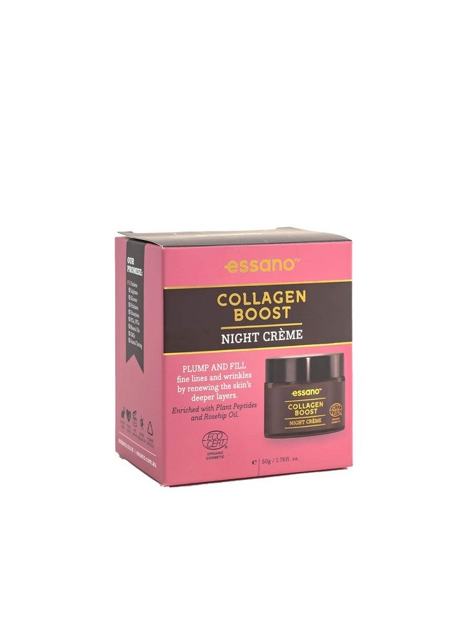 Collagen Boost Night Crème Rejuvenating & Hydrating Skincare Reduce Wrinkles & Fine Lines Intensive Overnight Repair Suitable For All Skin Types Cruelty Free Formula 50G 1.76 Fl Oz