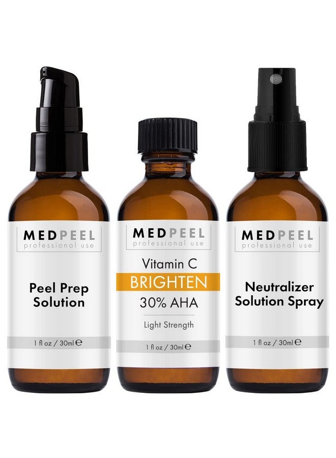 30% Aha & Vitamin C Brightening Essential Peel Kit Includes Peel Prep Neutralizer Light Strength Professional Grade Chemical Face Peel For All Skin Types 1Oz/30Ml (Kit Of 3)