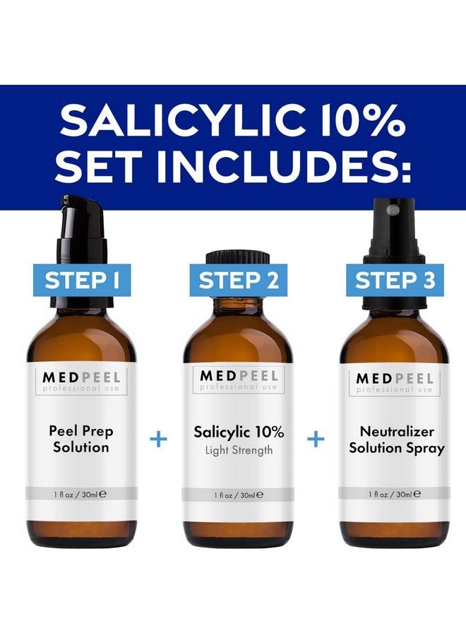 Salicylic Acid 10% Essential Peel Kit Includes Peel Prep Neutralizer Light Strength Professional Grade Chemical Face Peel Perfect For Beginners And To Exfoliate Skin 1Oz/30Ml (Kit Of 3)