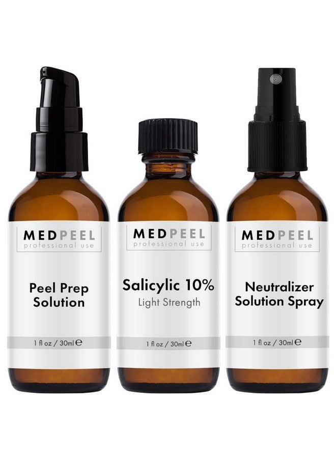 Salicylic Acid 10% Essential Peel Kit Includes Peel Prep Neutralizer Light Strength Professional Grade Chemical Face Peel Perfect For Beginners And To Exfoliate Skin 1Oz/30Ml (Kit Of 3)