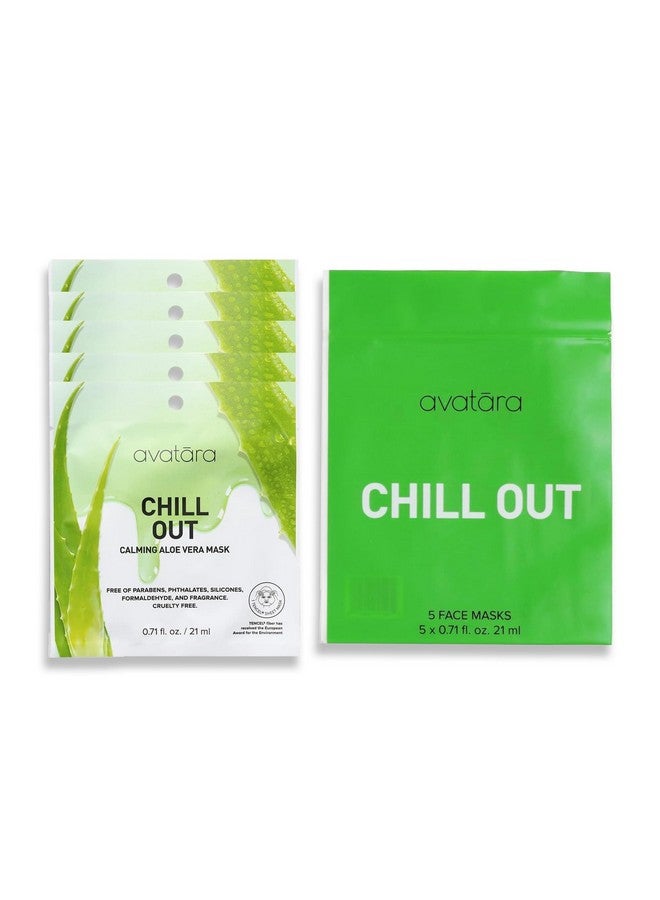 Chill Out Sheet Facial Mask Hydrating Mask Sheet Masks With Aloe Vera Leaf Juice And Ginkgo Biloba Face Mask Skincare Made With Tencel Fibers Parabenfree Stressedout Skin 5 Sheets