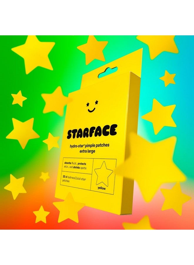 Starface Xl Big Star Large Hydrocolloid Pimple Patches Absorb Fluid And Reduce Redness Cute Star Shape Vegan And Crueltyfree Skincare (32 Count)