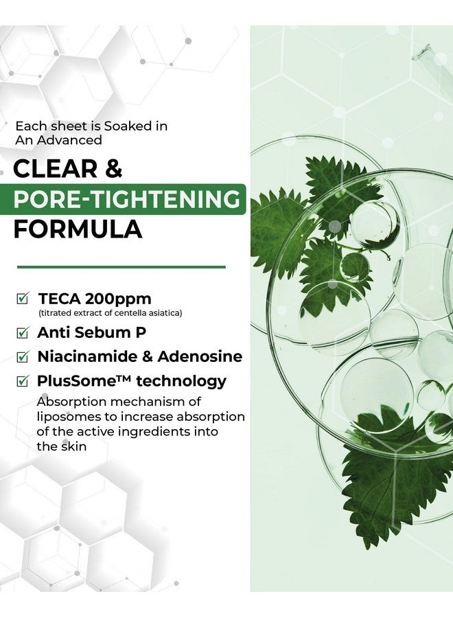 Madeca Mask (Pore Tightening 20Pc) Face Mask Sheet For Pore Minimizing Sebum Control With Centella Asiatica Teca Niacinamide. Korean Skin Care For Men Women By Dongkook.