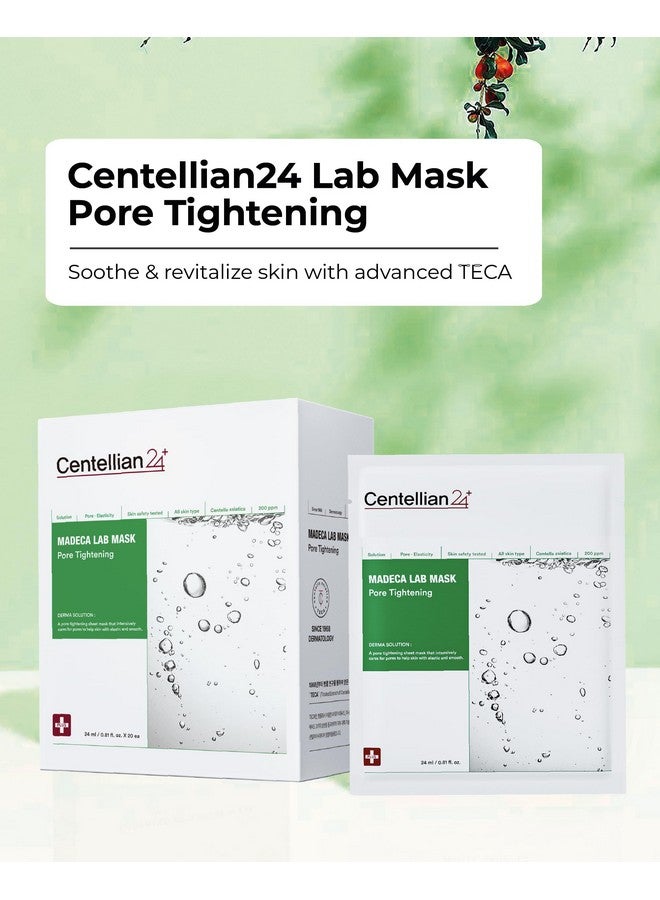 Madeca Mask (Pore Tightening 20Pc) Face Mask Sheet For Pore Minimizing Sebum Control With Centella Asiatica Teca Niacinamide. Korean Skin Care For Men Women By Dongkook.