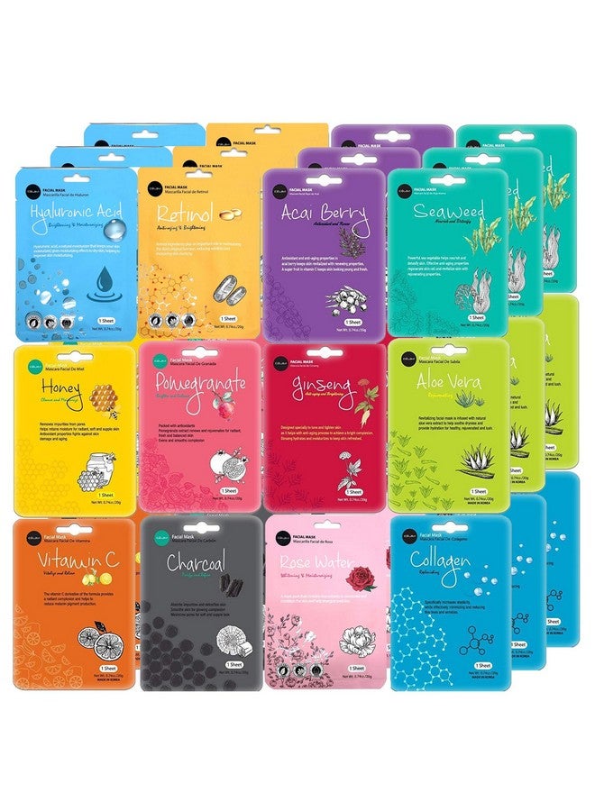 Celavi Face Mask Set Korean Beauty Essence Facial Paper Sheet Mask Korea Skin Care Moisturizing 3 Packs Of Each 12 New Flavors Kbeauty Skincare 36 Masks In A Pack Made In Korea