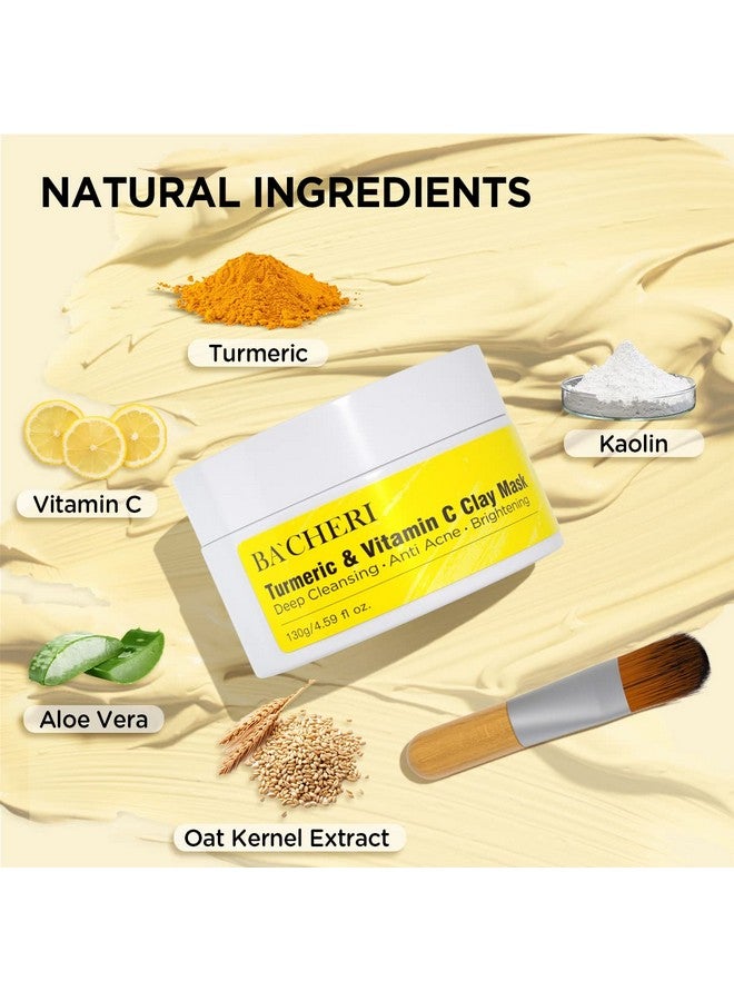 Turmeric Vitamin C Clay Mask Blackheads Acne Dark Spots Remover With Turmeric Extract Turmeric Clay Mud Mask For Glowing Skin Refining Pores And Controlling Oil