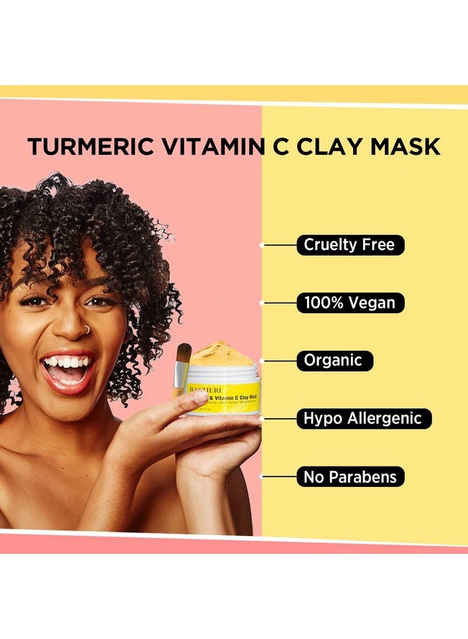 Turmeric Vitamin C Clay Mask Blackheads Acne Dark Spots Remover With Turmeric Extract Turmeric Clay Mud Mask For Glowing Skin Refining Pores And Controlling Oil