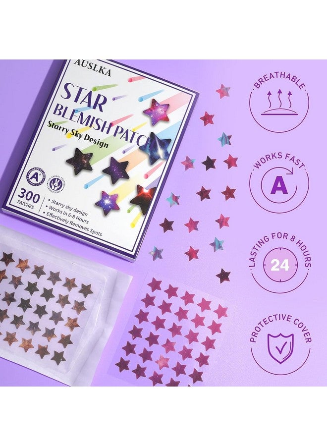 Star Pimple Patches 300 Patches Hydrocolloid Spot Dots For Zits Blemishes & Breakouts Mixed Superstar Patches