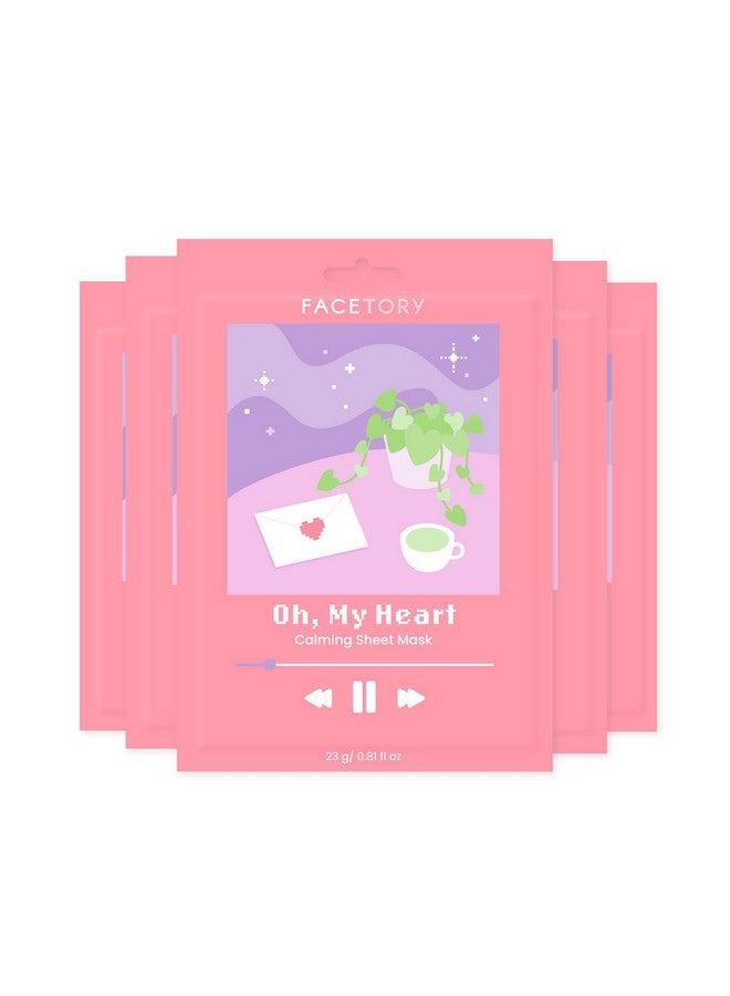 Oh My Heart Sheet Mask With Heartleaf Extract Soft Formfitting Face Mask For Acneprone Skin Calming Hydrating And Soothing (Pack Of 5)