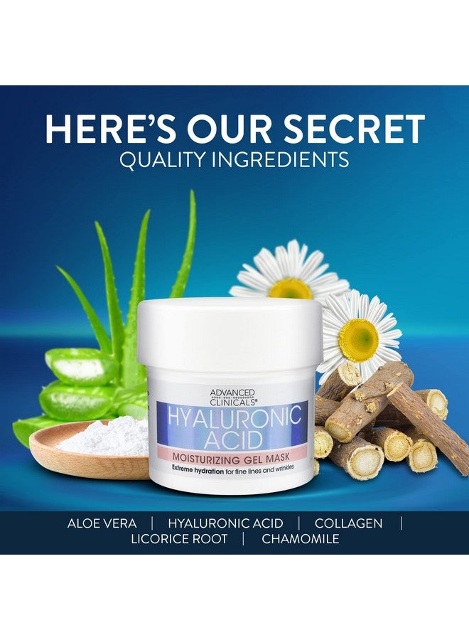 Hyaluronic Acid Gel Facial Mask Skin Care Treatment Brightening Hydrating Anti Aging Face Mask & Moisturizer Helps Transform Dry Skin W/Collagen Chamomile & Aloe Vera 5 Fl Oz