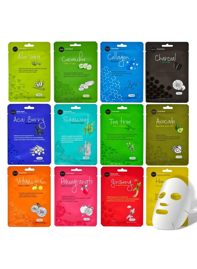 Celavi Essence Face Mask Paper Sheet Korea Skin Care Moisturizing 12 Pack Classic Facial Beauty