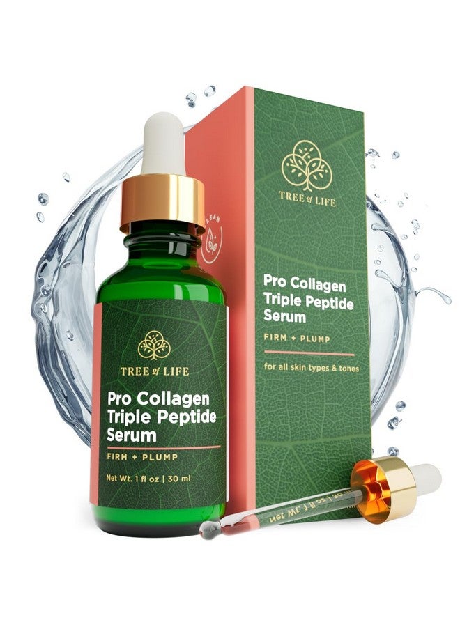 Tree Of Life Pro Collagen Peptides Serum For Face 1 Fl Oz Formulated W/Argireline & Replexium For Anti Aging & Reducing Wrinkles Fine Lines Dermatologisttested Peptide For Skin Care