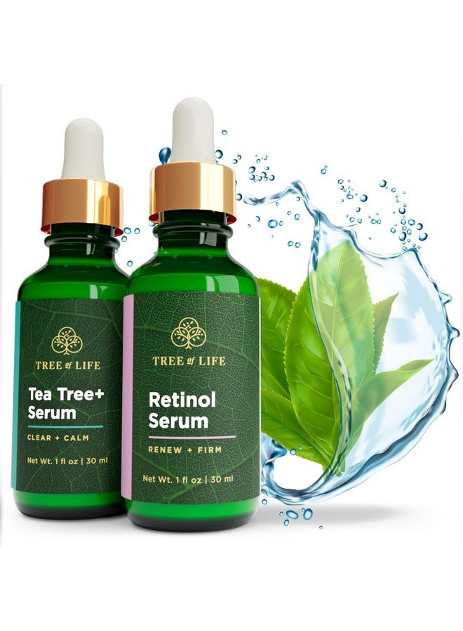 Tree Of Life Retinol Serum & Tea Tree Serum For Face Skin Care Duo Serums To Brightening Dark Spot Smooth Dry & Sensitive Skins Suitable For Antiaging Wrinkle & Acne Dermatologist Tested