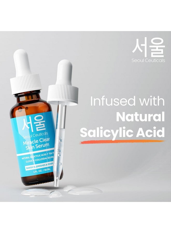 Korean Acne Serum Skin Care Treatment For Acne Prone Skin Rapid Action Salicylic Acid Tea Tree & Clove For Even Skin Tone 1Oz