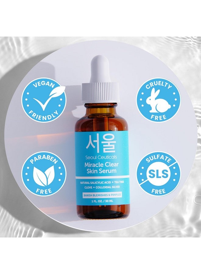 Korean Acne Serum Skin Care Treatment For Acne Prone Skin Rapid Action Salicylic Acid Tea Tree & Clove For Even Skin Tone 1Oz