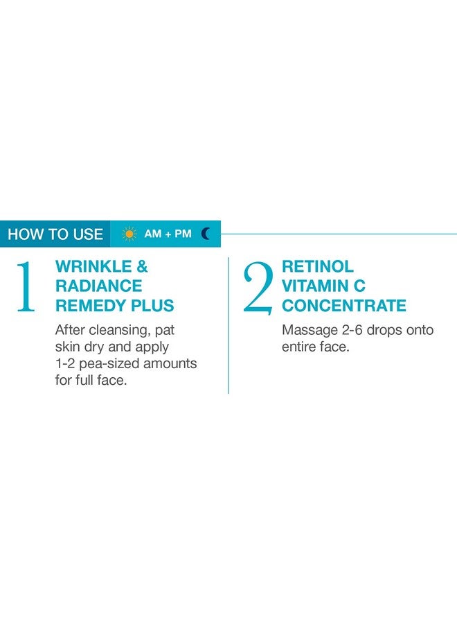 Md Complete Wrinkle Retinol Duo Professional Dermatologist Skincare Includes Wrinkle & Radiance Remedy Plus 1.0 Fl Oz And Retinol Vitamin C Concentrate With Retinol And Vitamin C 0.5 Fl Oz Set Of Two