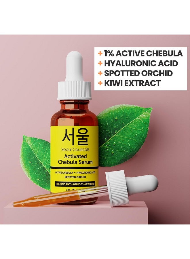 Chebula Active Serum For Face Korean Skin Care Anti Aging Natural K Beauty Skincare With Hyaluronic Acid + Spotted Orchid For Healthy Youthful Glowing Skin 1Oz