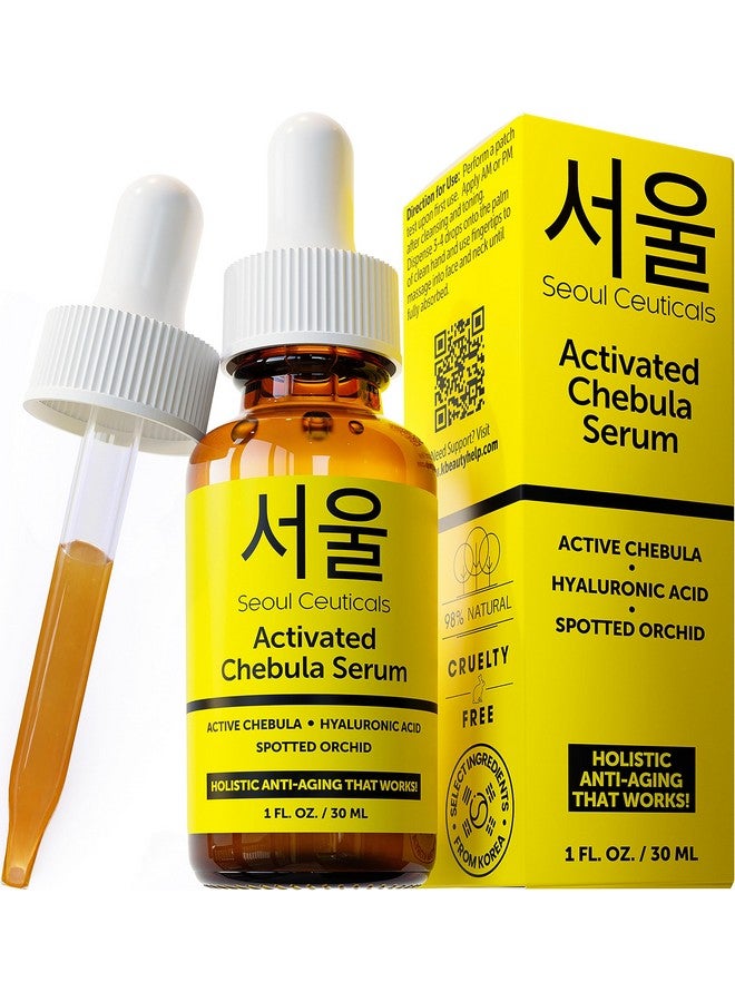 Chebula Active Serum For Face Korean Skin Care Anti Aging Natural K Beauty Skincare With Hyaluronic Acid + Spotted Orchid For Healthy Youthful Glowing Skin 1Oz