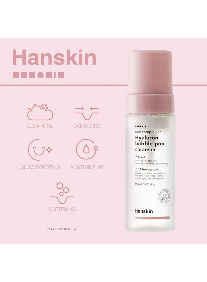 Real Complexion Hyaluron Bubble Pop Cleanser Hydrating Foaming Daily Face Wash Gentle Moisturizing Softening And Glowing [5.07 Fl. Oz.(150Ml)]