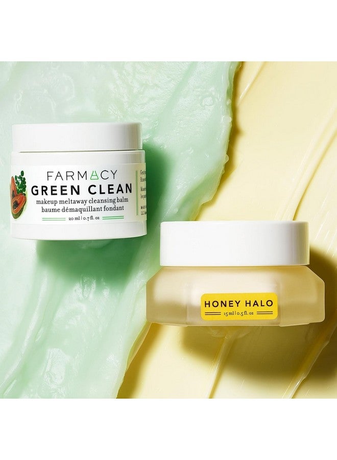 Melt + Moisturize Minis Duo Green Clean Makeup Remover Cleansing Balm & Honey Halo Ceramide Face Moisturizer The Perfect Makeup Removing & Moisturizing Skincare Routine