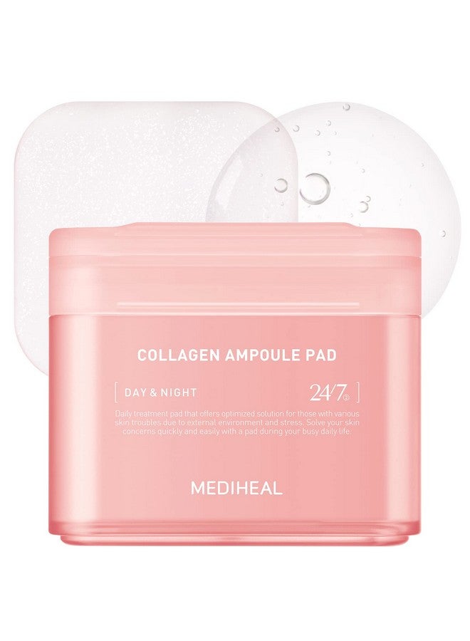 Collagen Ampoule Pad Square Cotton Facial Toner Pads Collagen & Ceramide Skin Firming & Restore Elasticity Tighten Wrinkles & Lines Vegan Eco Silk Pads 100 Pads