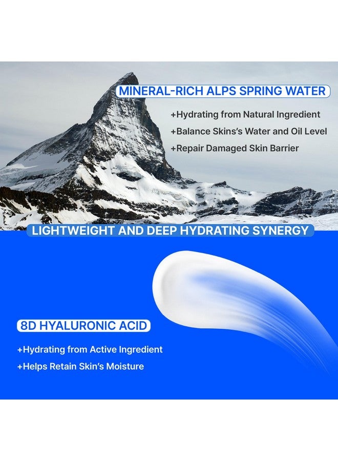 Plusreal Spring Water + Hyaluronic Acid Cream 2.02 Fl.Oz.｜Lightweight Am/Pm Hydrating Face Moisturizer For Sensitive Skin｜Fragrance Free Parabens Free Cruelty Free Vegan Korean Skincare