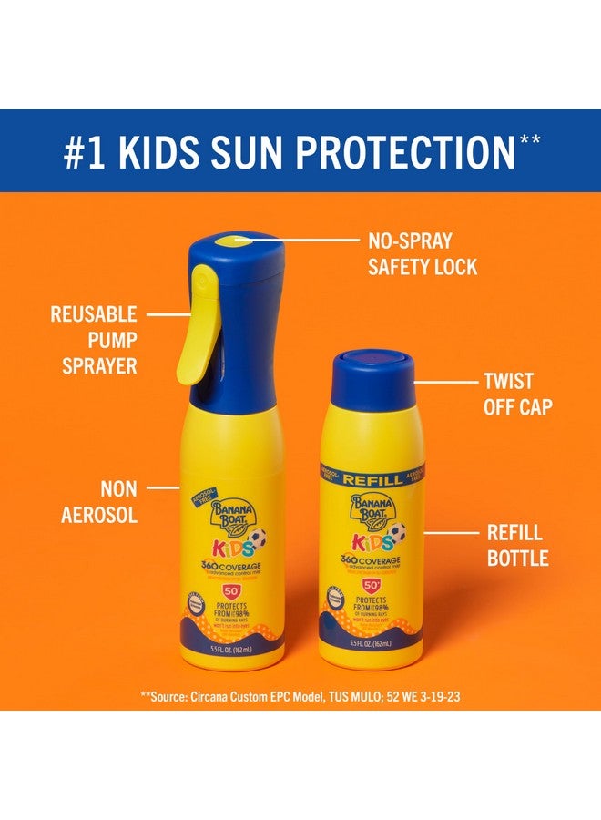 Kids 360 Coverage Sunscreen Mist Spf 50+ Bundle Refillable Sunscreen Bottle With Spray Sunscreen Refill Spf 50 Sunscreen Spray Mist Bottle Nonaerosol Sunscreen 5.5Oz Each Bundle Pack